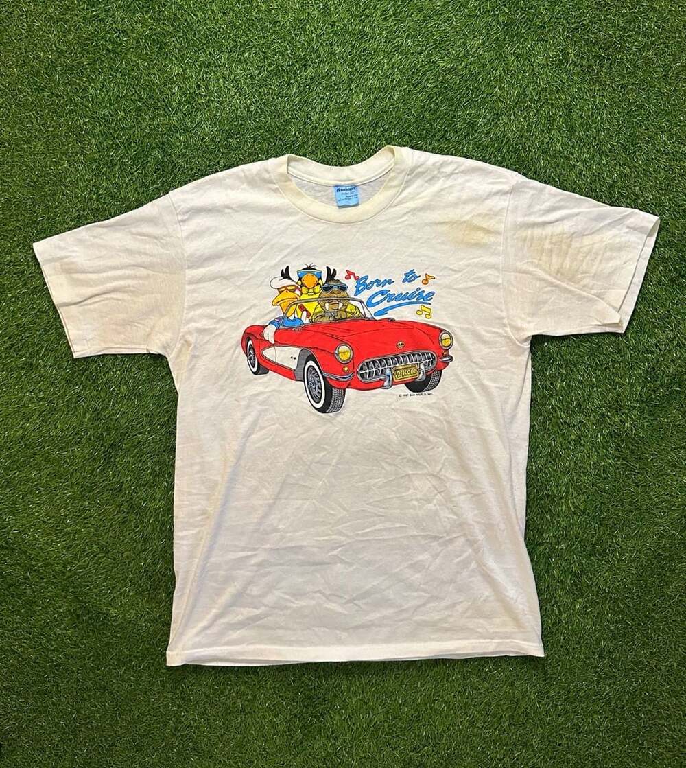 Vintage 1987 Sea World Born To Cruise Car Graphic T-Shirt Stedman L